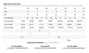 guide des tailles version femme