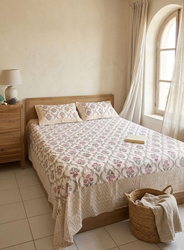 COUVRE-LIT - sable rose - collection maison d’été