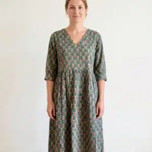 ROBE FLORENCE GRISE - PETITES FLEURS ROSES
