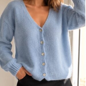 Gilet Léa femme en Kid Mohair avec boutons, à porter devant ou dans le dos