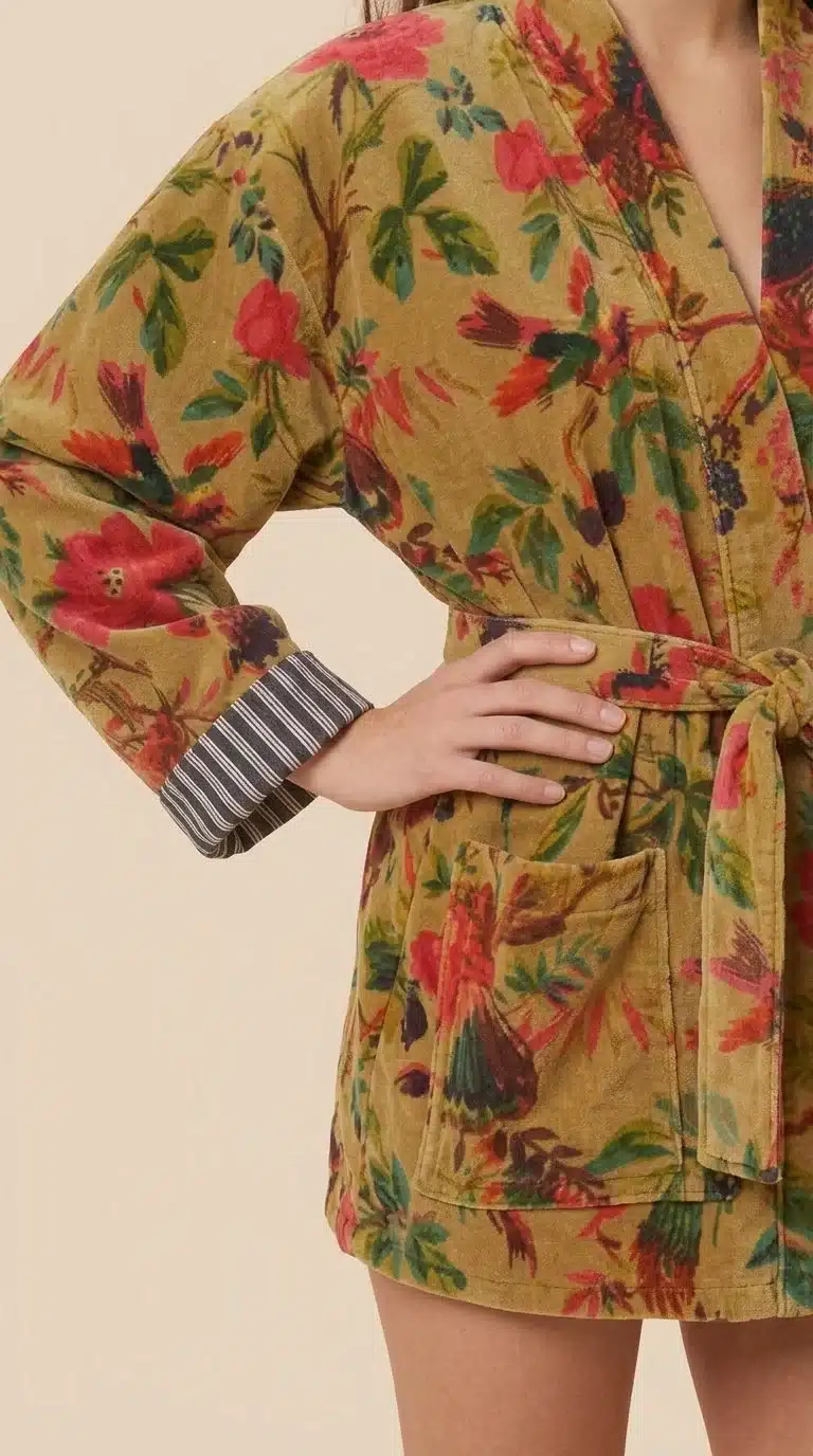 Kimono court LILA – Velours de coton imprimé – Image 6