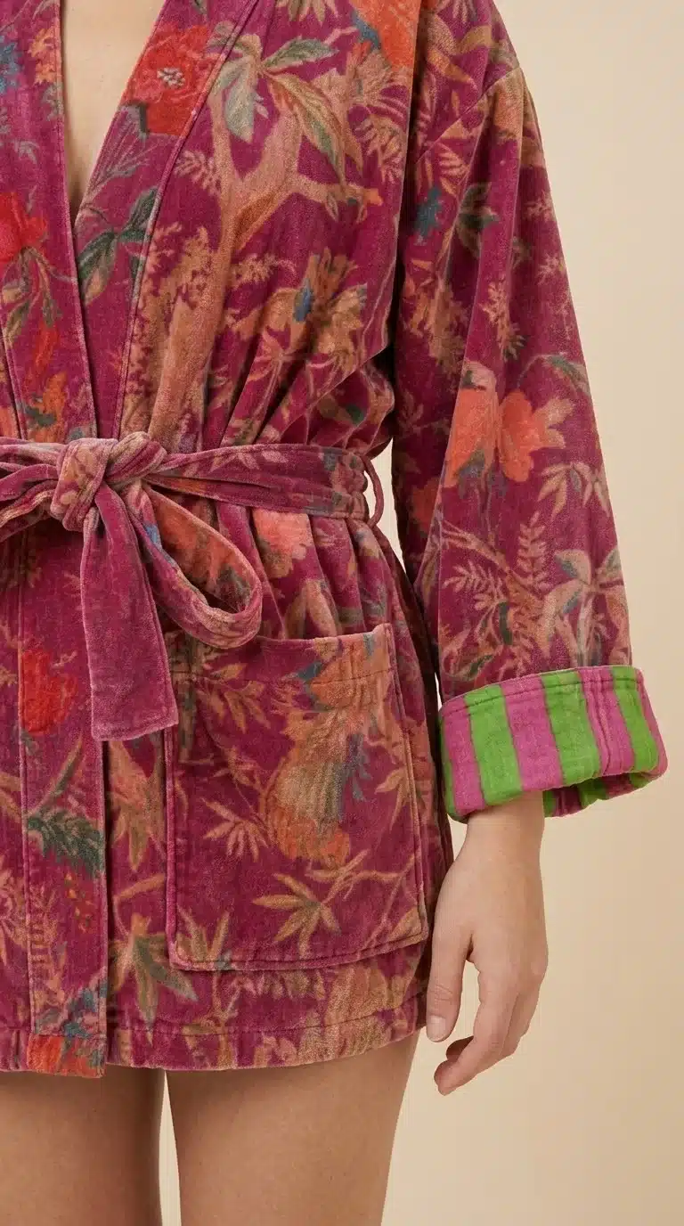Kimono court LILA – Velours de coton imprimé – Image 4
