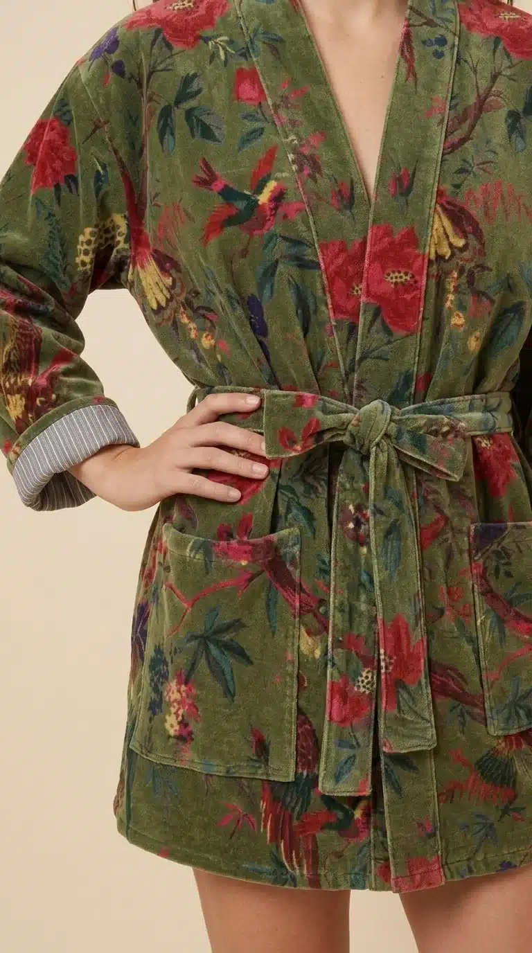 Kimono court LILA – Velours de coton imprimé – Image 10