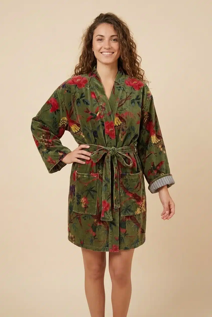 Kimono court LILA – Velours de coton imprimé – Image 9