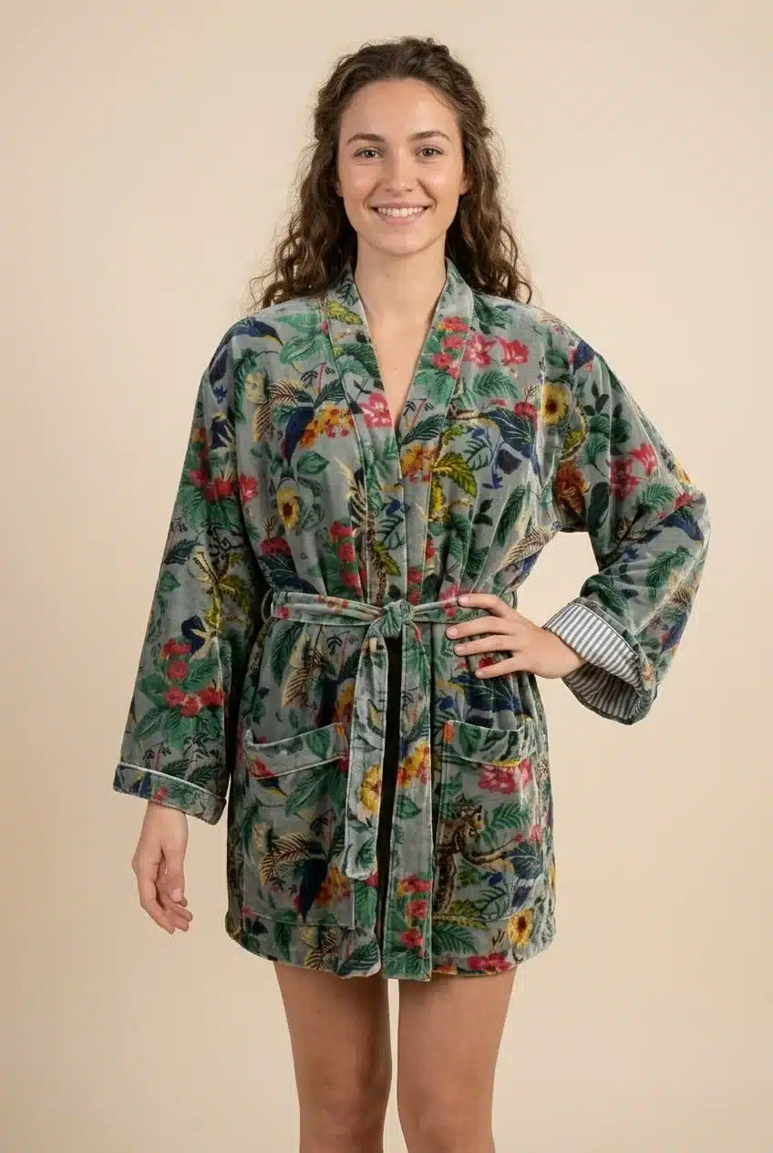 Kimono court LILA – Velours de coton imprimé – Image 14