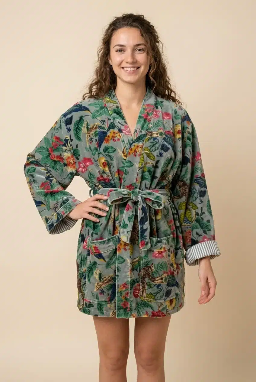 Kimono court LILA – Velours de coton imprimé – Image 13