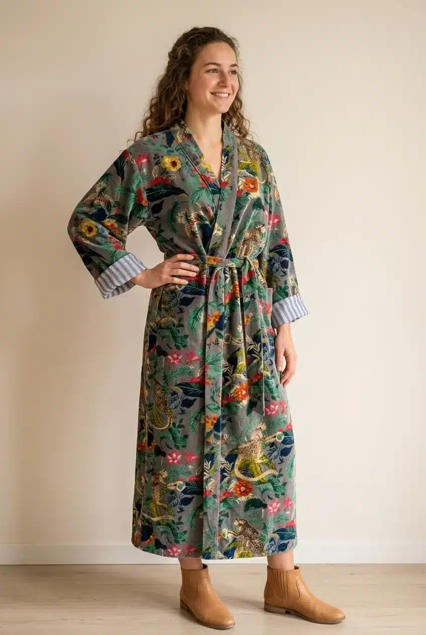 Amaya – Kimono long en velours de coton imprimé – Image 15