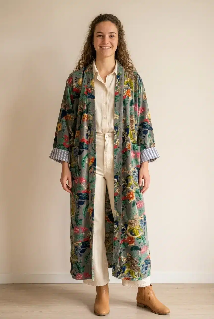 Amaya – Kimono long en velours de coton imprimé – Image 16