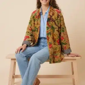 Kimono court LILA – Velours de coton imprimé