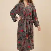 Amaya – Kimono long en velours de coton imprimé - Thumbnail Image 14