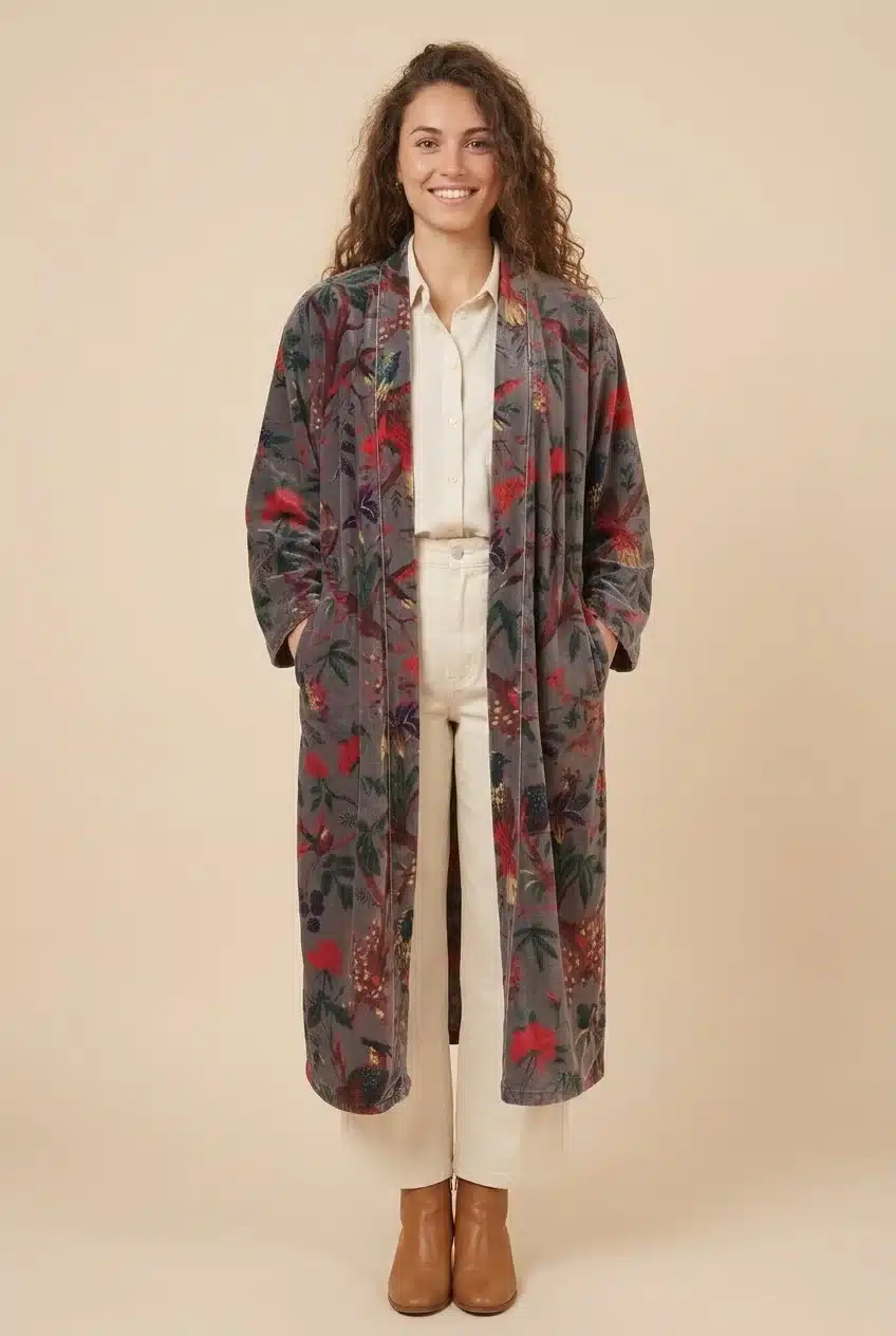 Amaya – Kimono long en velours de coton imprimé – Image 12