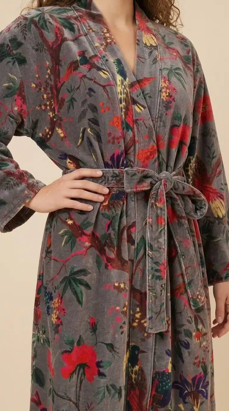 Amaya – Kimono long en velours de coton imprimé – Image 11