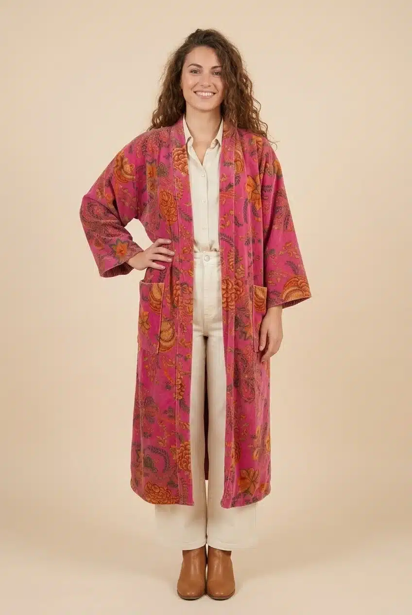 Amaya – Kimono long en velours de coton imprimé – Image 10
