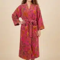 Amaya – Kimono long en velours de coton imprimé - Thumbnail Image 8