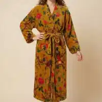 Amaya – Kimono long en velours de coton imprimé - Thumbnail Image 5