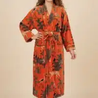 Amaya – Kimono long en velours de coton imprimé - Thumbnail Image 4