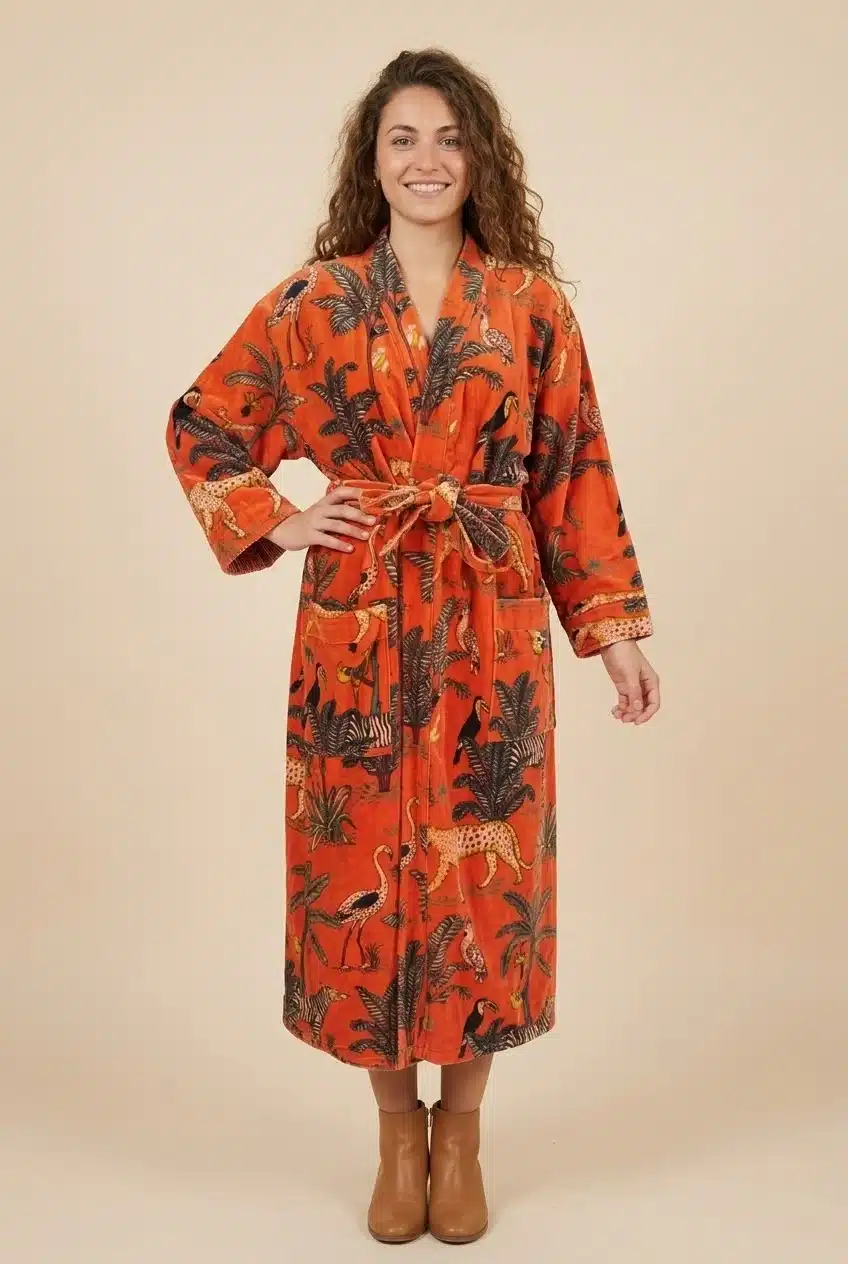 Amaya – Kimono long en velours de coton imprimé – Image 4