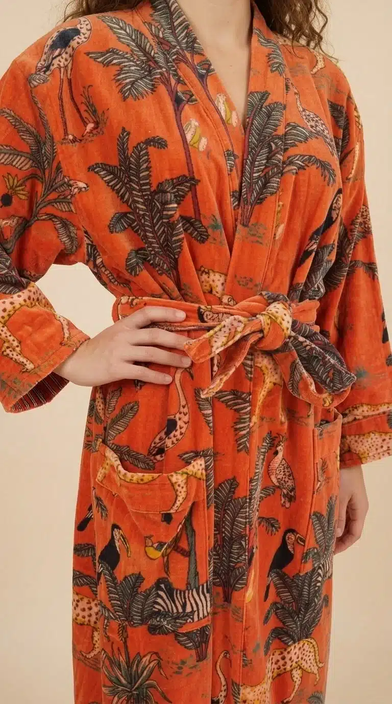 Amaya – Kimono long en velours de coton imprimé – Image 3