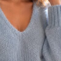 Pull Léa – Maille douce Kid Mohair et laine – Col V - Thumbnail Image 7