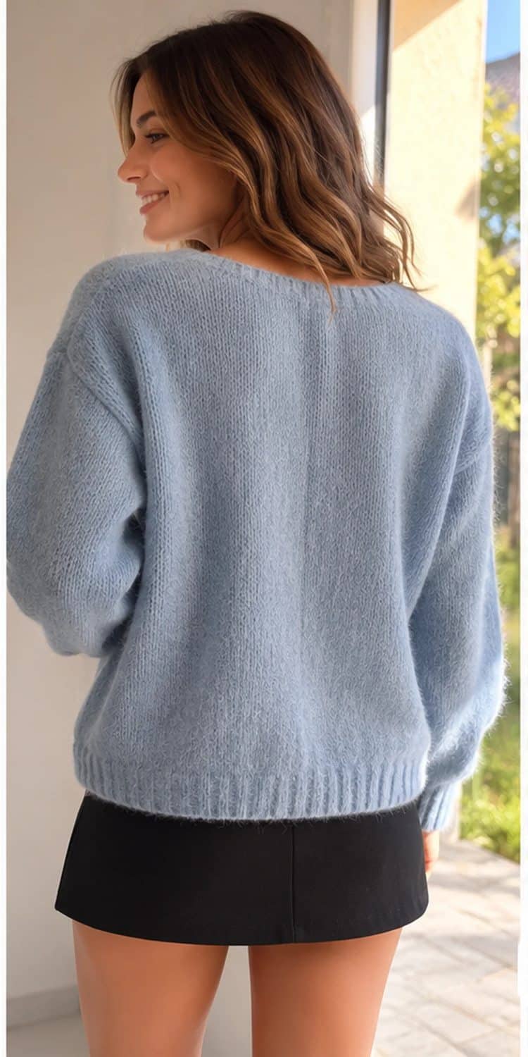 Pull Léa – Maille douce Kid Mohair et laine – Col V – Image 6