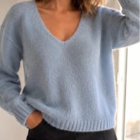 pull Léa femme en kid Mohair, col v, maille douce