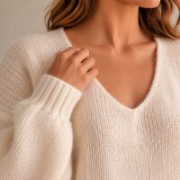 Pull Léa – Maille douce Kid Mohair et laine – Col V - Thumbnail Image 4